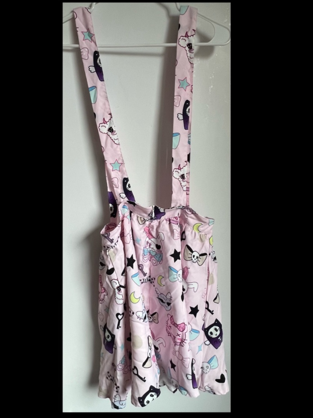 Women’s Girls Pink Skirtalls Jumper Overalls Cartoon Print Dress Pastel Goth - Picture 2 of 4